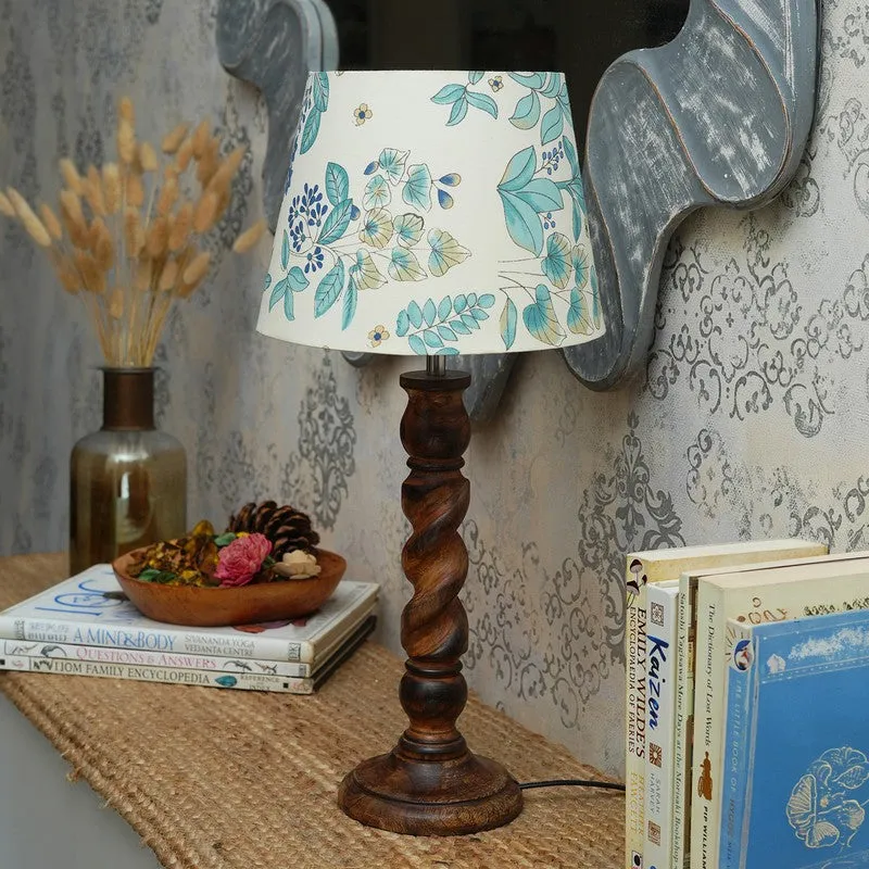 Blossom Wooden Base Cotton Table Lamp - Multicolor media 3