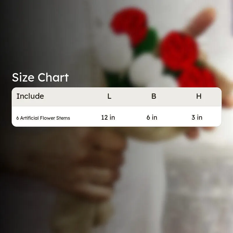 Crochet Handmade Rose Bouquet (Red,White) - Set Of Six media 5