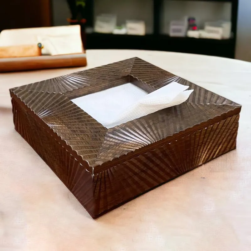 Stripe Stride Square Tissue Box - Coffee media 1