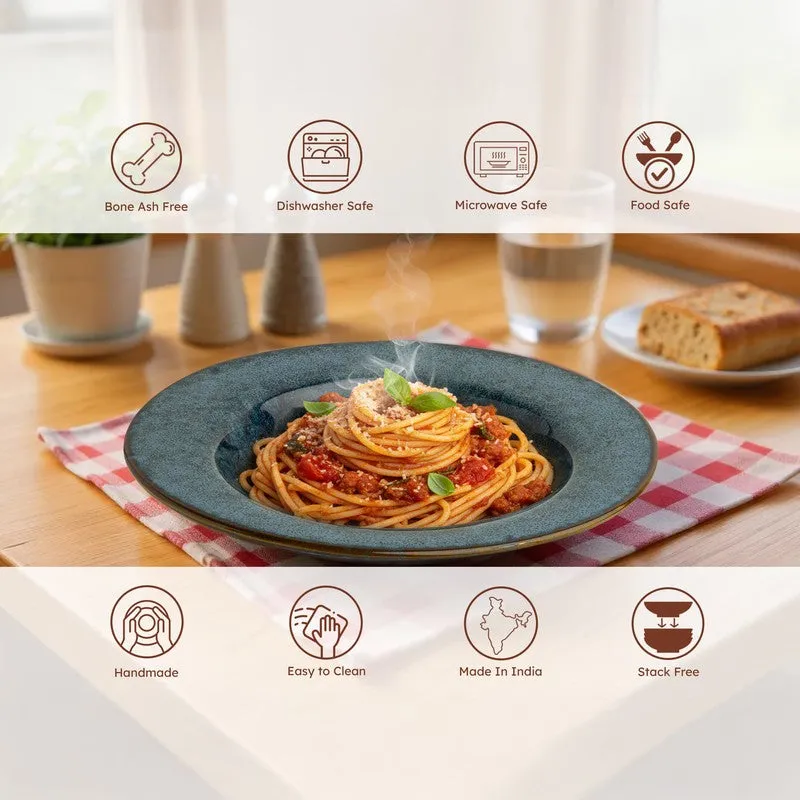 Azure Stone Ceramic Pasta Plate (Blue) - Set Of Two media 6