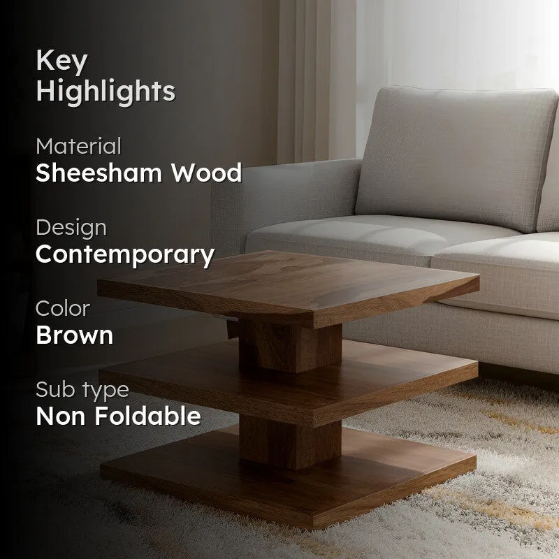 Xavex Sheesham Wooden Center Table - Brown media 2
