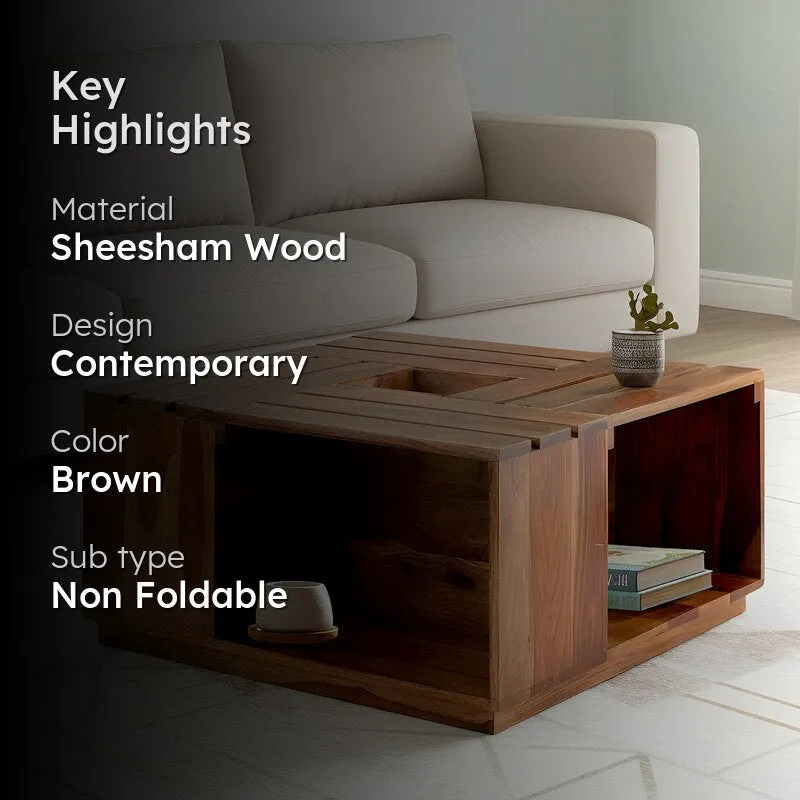 Wervon Sheesham Wooden Center Table - Brown media 2