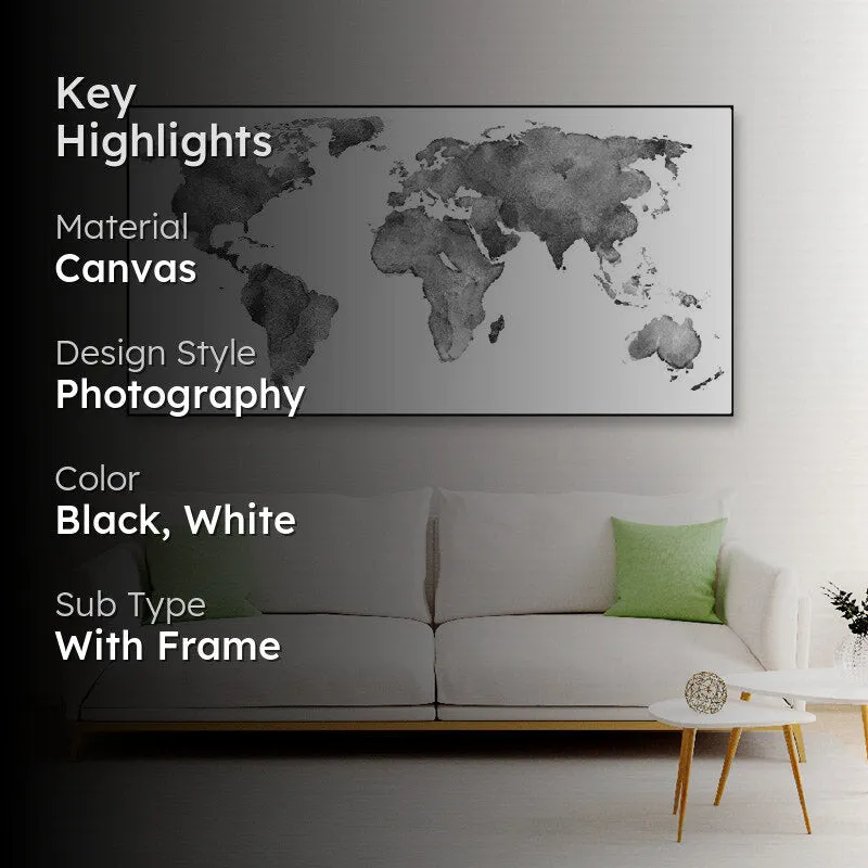 World Map Sketch Canvas Wall Painting media 2