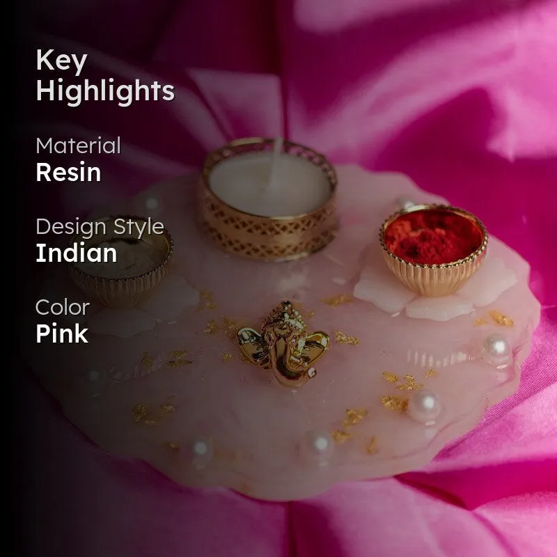 Ganesha Floral Resin Pooja Thali media 2