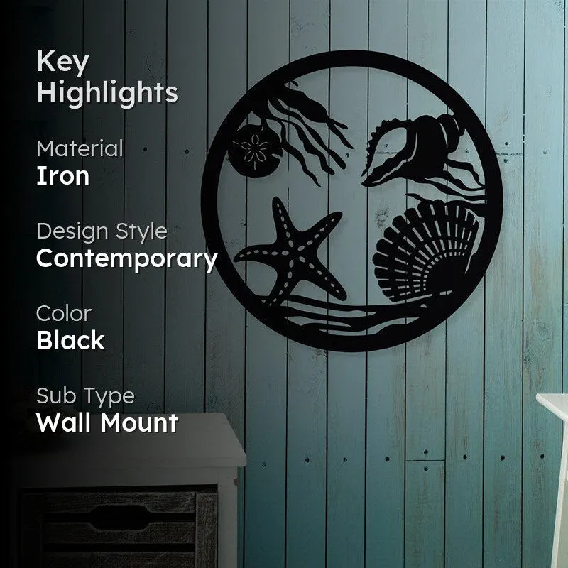 Starfish In Coastal Setting Black Iron Wall Accent media 2
