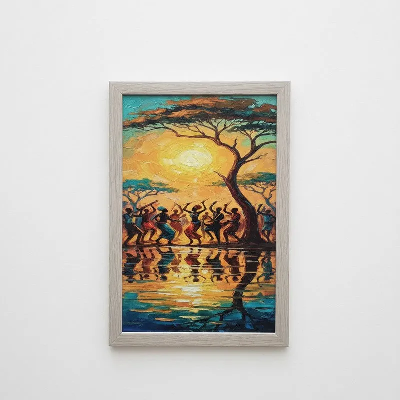 Serengeti Sunset Inspired Wall Painting With Frame - Set Of Three media 4