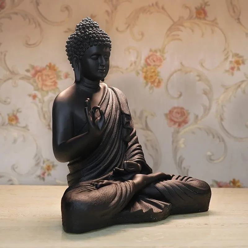 ZenAura Meditating Buddha Marble Showpiece - Black - 4