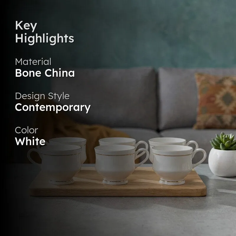 Bone Bone China Tea Cup (150 mL Each) - Set Of Six media 2