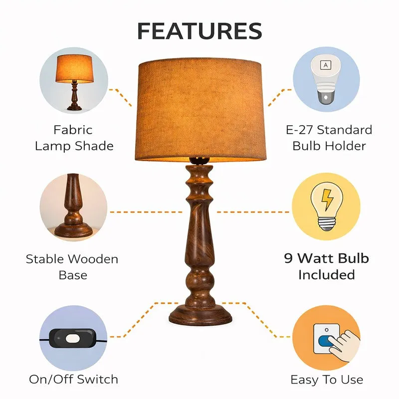 CleanAura Glow Wooden Table Lamp - Beige media 4