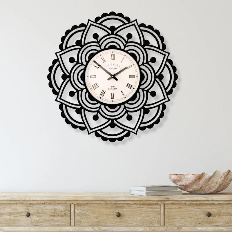 Ornaflora Steel Analog Wall Clock - Black media 1