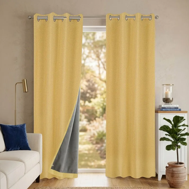 Form Ease Cotton Blackout Curtains (Yellow) - Set Of Two media 4
