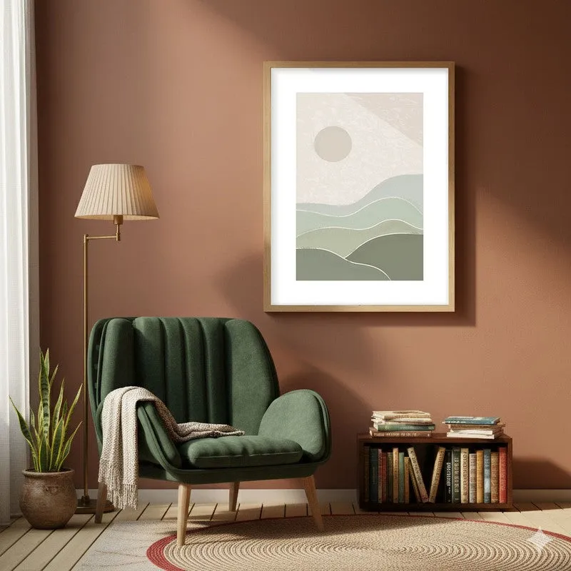 Muted Morning Canvas Wall Painting With Brown Frame media 6