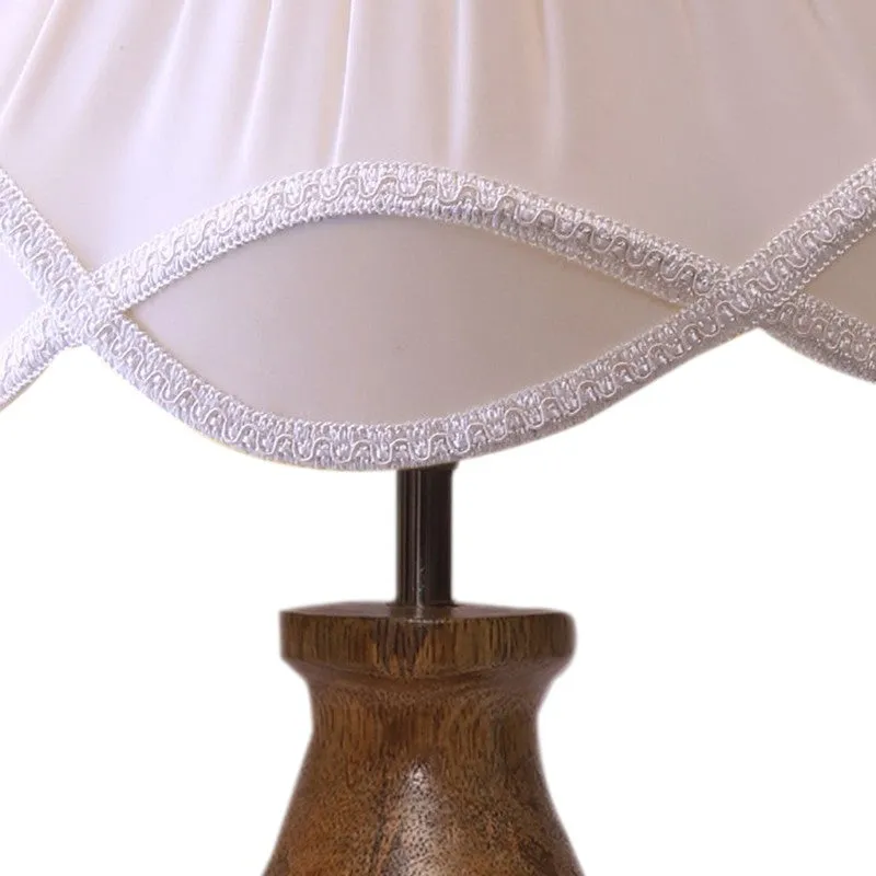 Glowflame Cotton Table Lamp With Wooden Base - White media 8