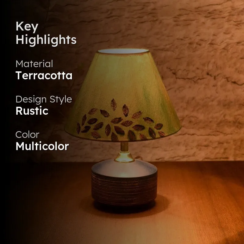 Leaves In Wind Wooden & Terracotta Table Lamp - Multicolor media 2