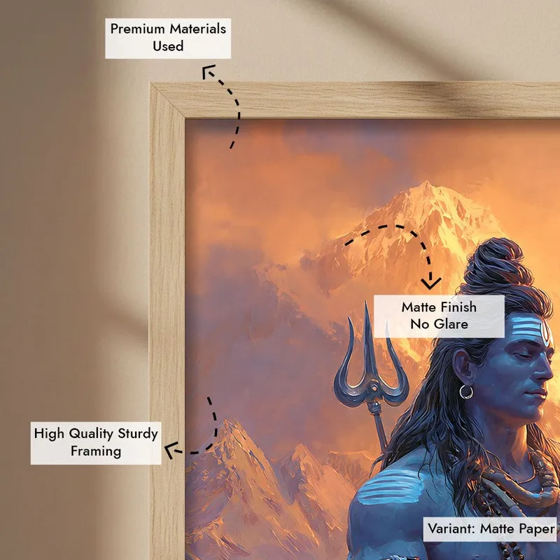 Mahadev in Deep Trance II Archival Paper Wall Art - Natural Brown Frame media 6