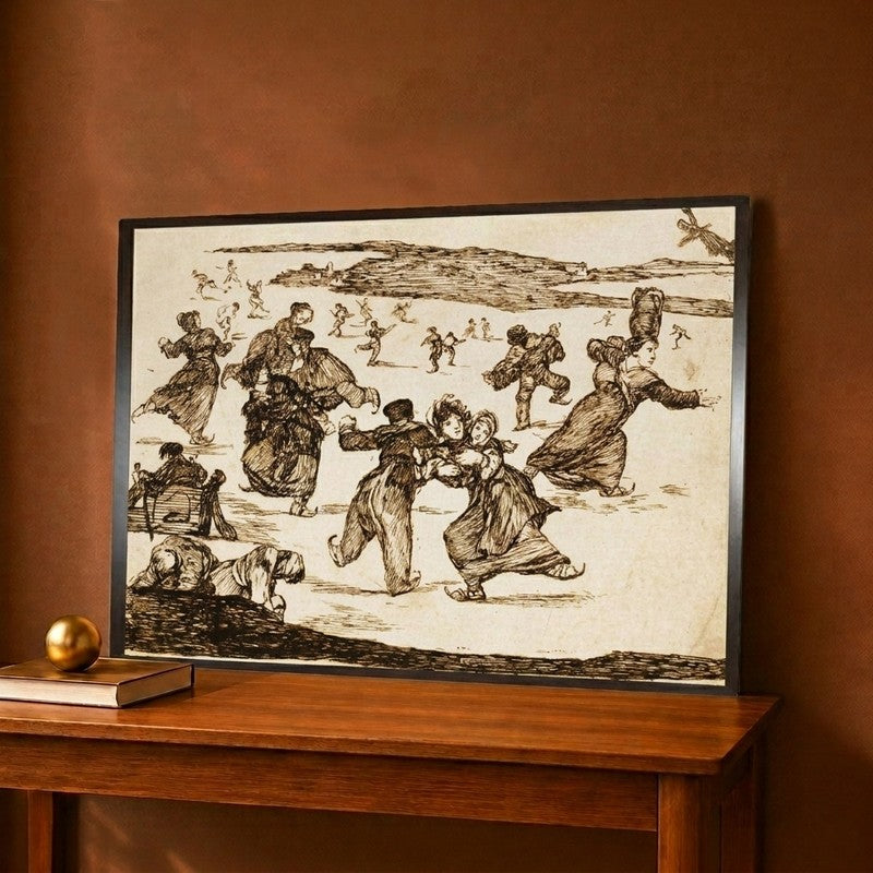 Skaters Between 1812 and 1823 Canvas Wall Painting - 18 x 12 Inches
