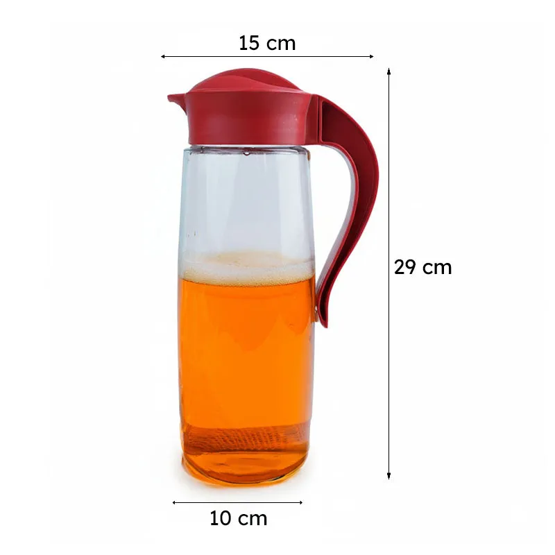Domana Oval Transparent Jug With Lid (Red) - 1600 ML media 7