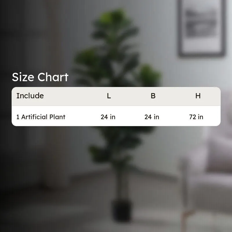 Faux Fiddle Fig Tree With Black Plastic Pot - 5.9 Feet media 5