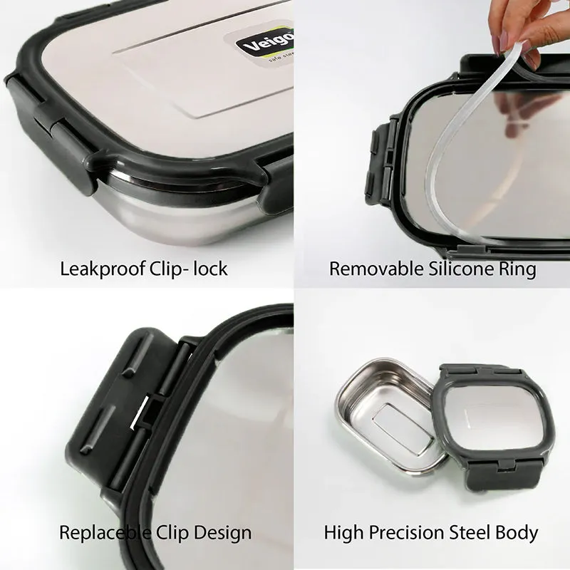 Delico Pack Black Lunch Box With Insulated Pouch (775 mL /150 mL) - Three Piece Set media 5