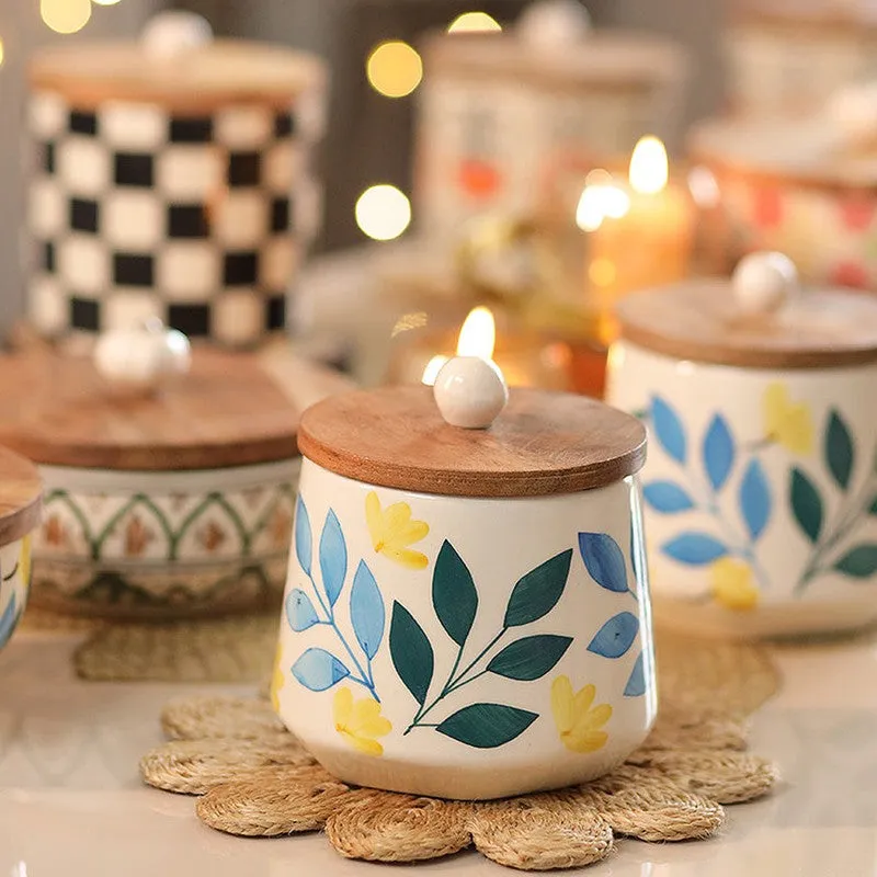 Meadow Glow Ceramic Storage Jar with Mango Wood Lid - 800 mL media 4