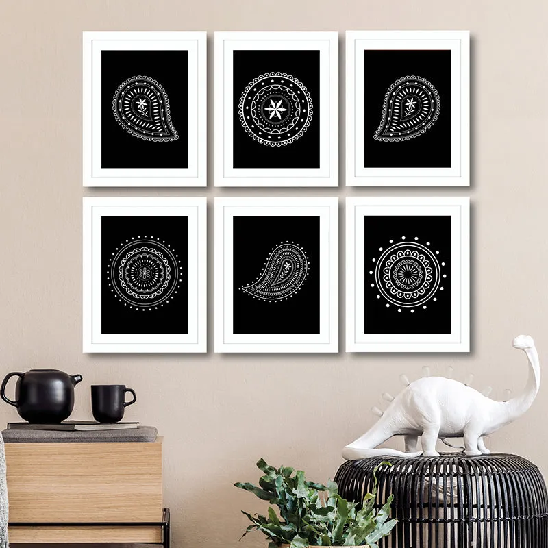 Ethnik Noir Wall Art With Frame - Set Of Six media 1
