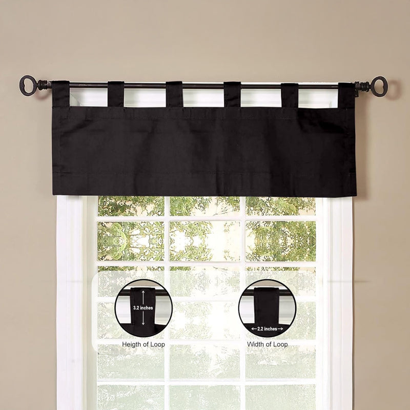 Tab Tale Flat Curtain Valance (Black) - Set Of Two media 6