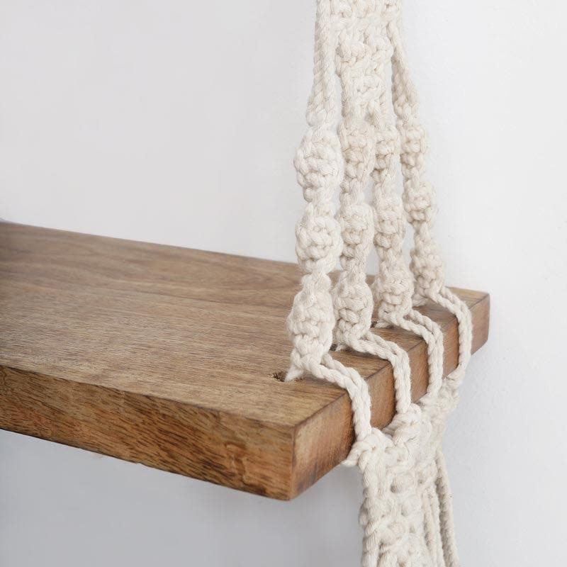 Boho Swing Macrame Hanging Wall Shelf media 5