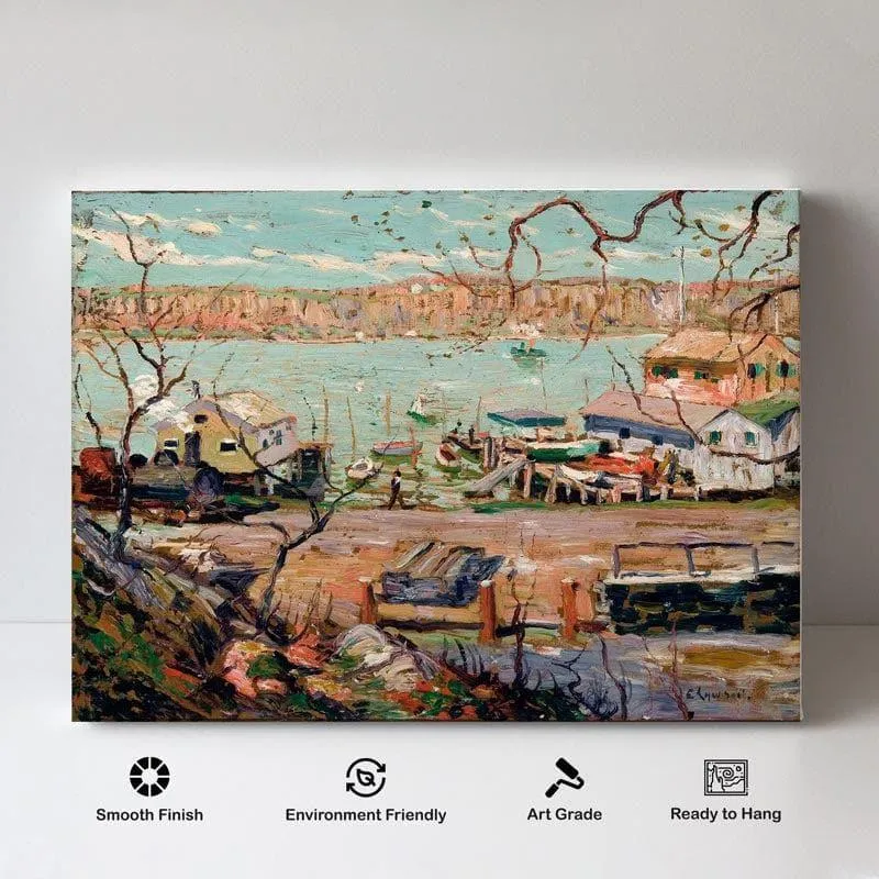 River Scene & House Canvas Wall Painting - Gallery Wrap media 4