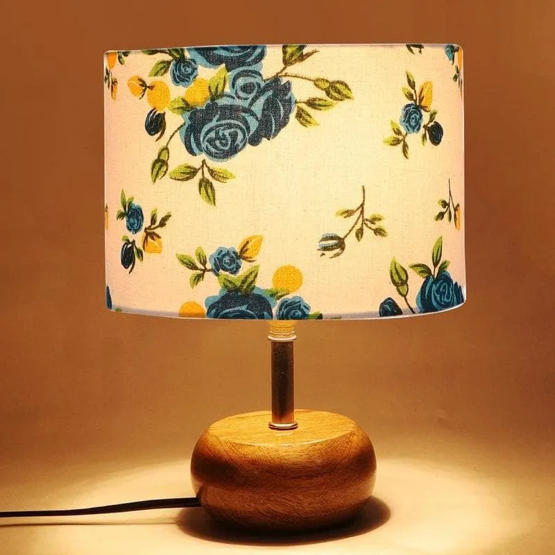 Blue Floral Fabric Table Lamp - Multicolor media 5