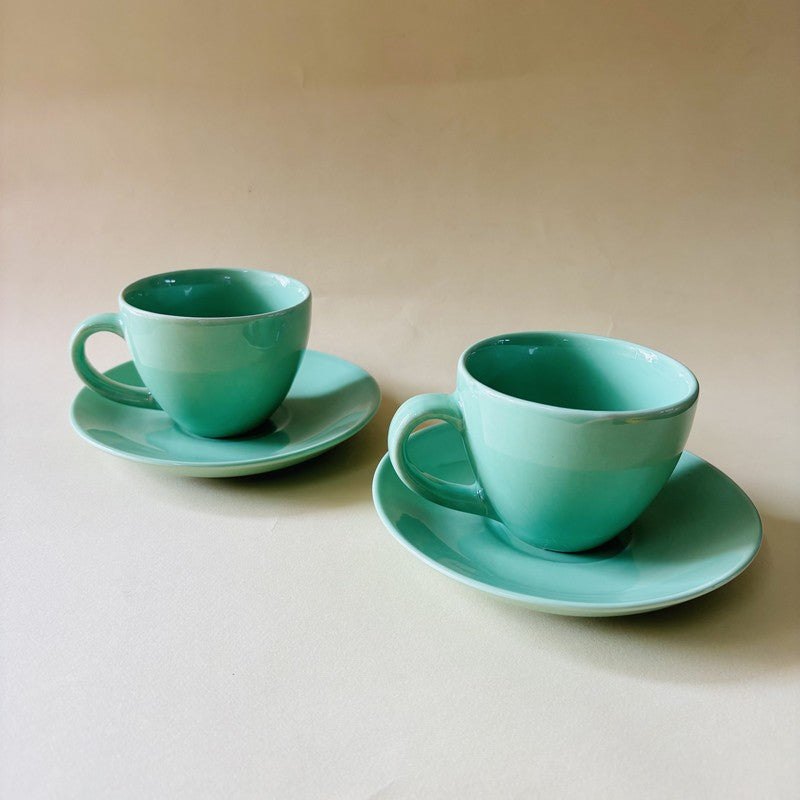 Ceramic Cup & Saucer (Sage Green/180 mL Each) - Set of Two media 6
