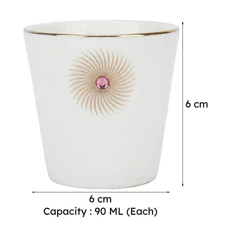 Serenity Bone China,Crystal Tea Cup (90 mL Each) - Set Of Six media 7