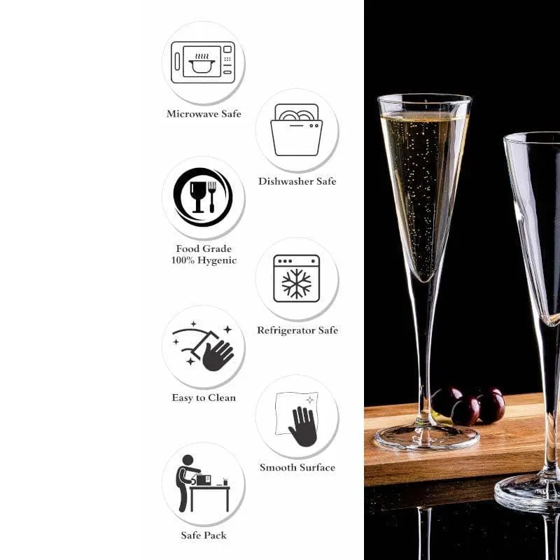 Pasabahce Twig Drop Flute Glasses (150 ML) - Set Of Six media 6