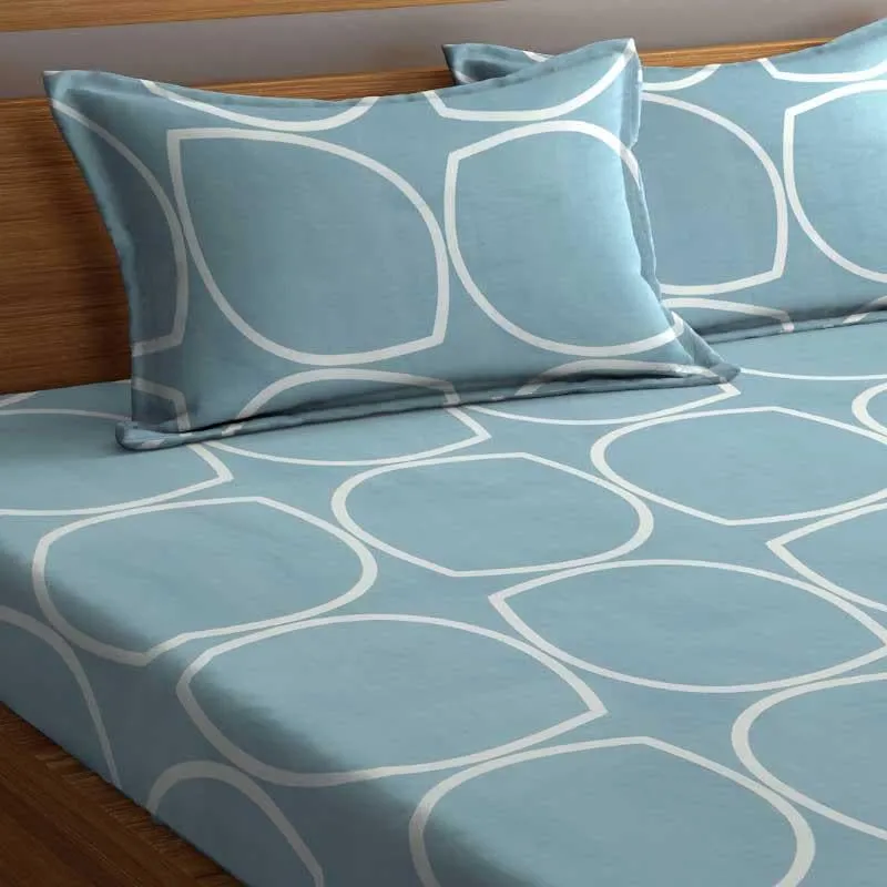 Circum Jive Fitted Microfiber Bedsheet (Sky Blue) - 300 GSM media 6
