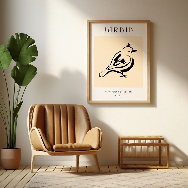 Chirping Melody Archival Canvas Wall Art - Natural Brown Frame