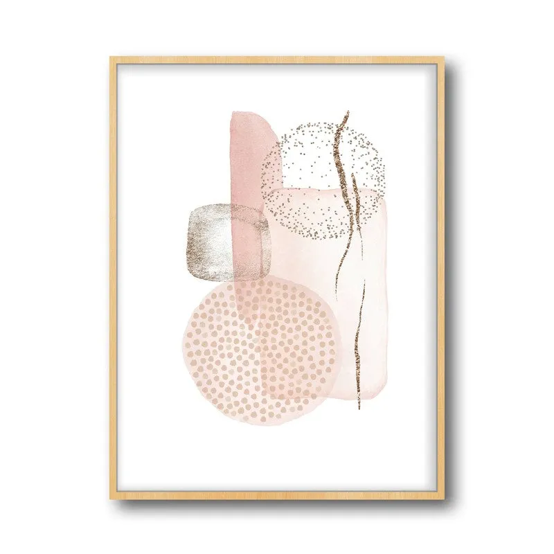 Rosy Freckles Framed Canvas Archival Canvas Wall Painting - Natural Brown Frame media 4