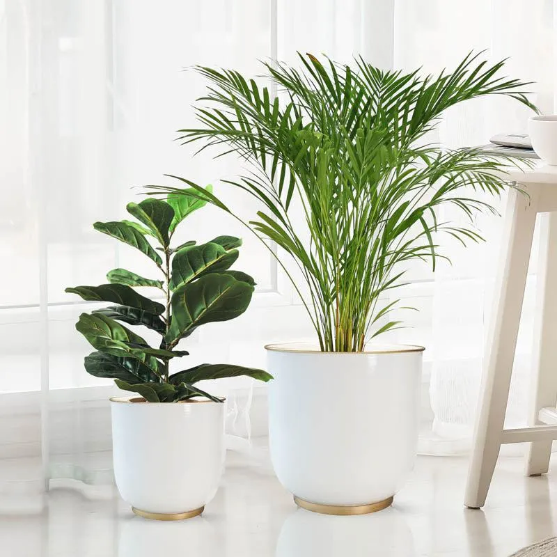 Alabaster Floor Planter - Set of 2 media 3