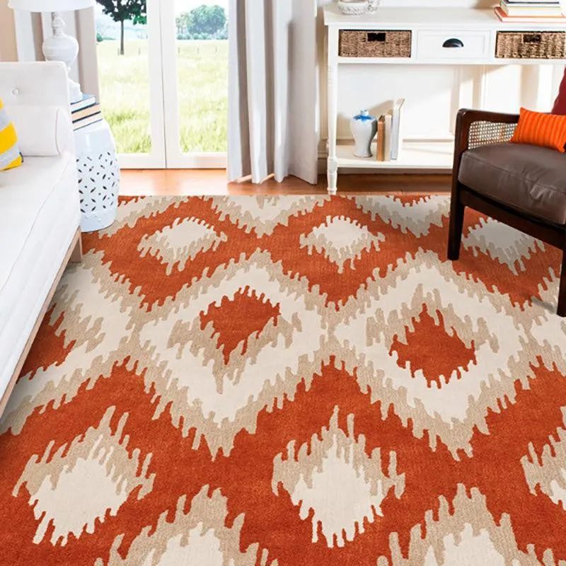 Dwalin Hand Tufted Geometric Wool & Nylon Carpet - Orange media 3