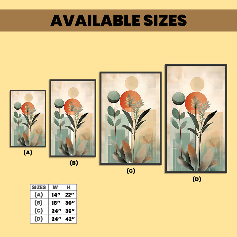 Desert Sunset Foliage Floral Canvas Wall Painting With Frame - Black media 7