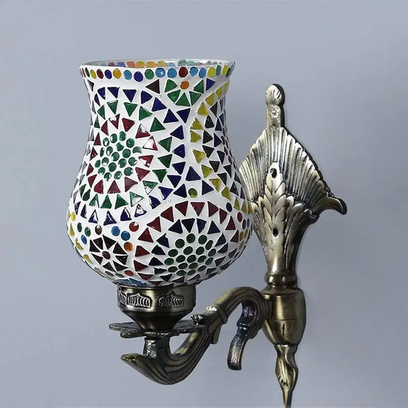 Mandala Pied Glass & Metal Wall Lamp - Multi media 5