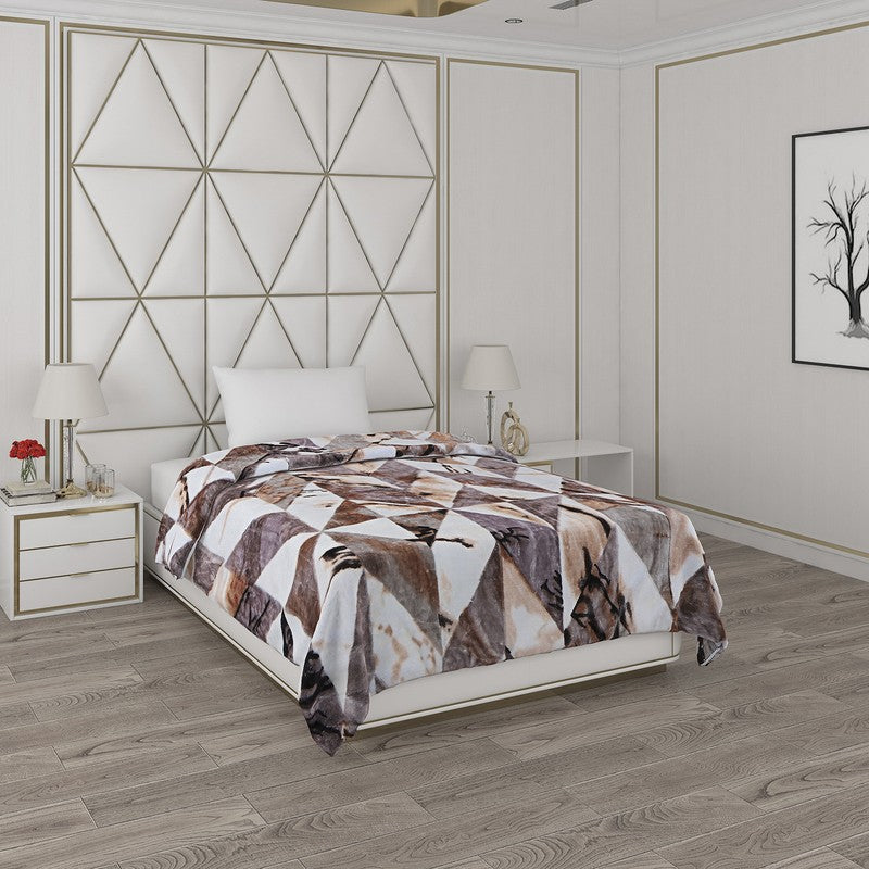 Monte Carlo Rustic Harmony Blanket (Brown,White)- 550 GSM - Single