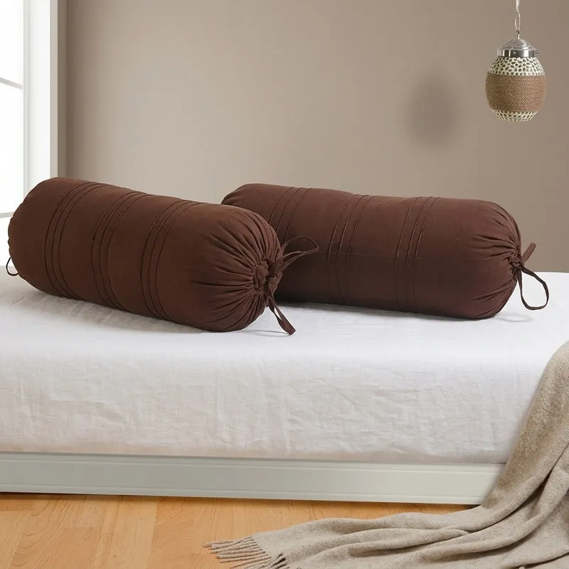 Swayam Brown Comfort Bolster Cover - Set Of Two media 1