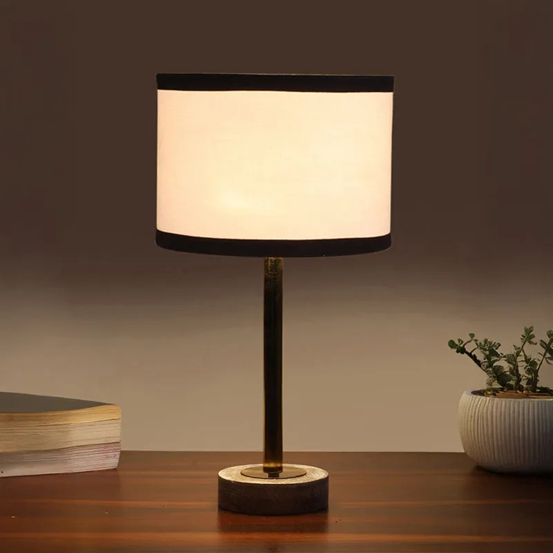 Cotin I Stripe Rodin Wooden Table Lamp - White,Gold media 1