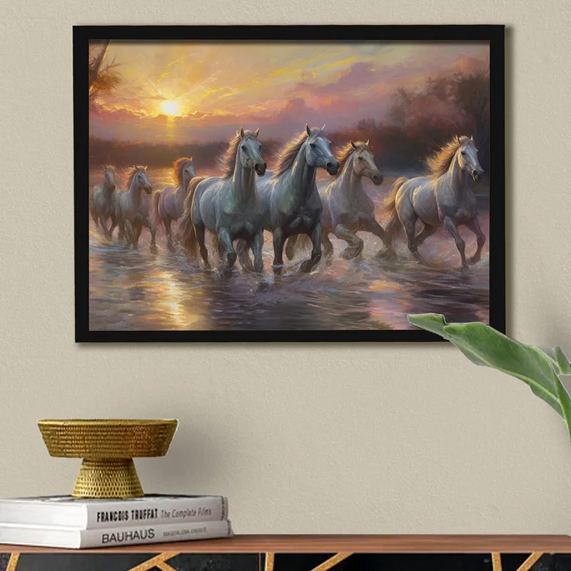Sunrise Stallions Wall Art With Frame media 1