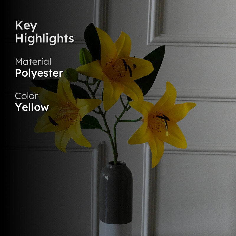 Faux Everlasting Lily Flower Stick - Yellow media 2