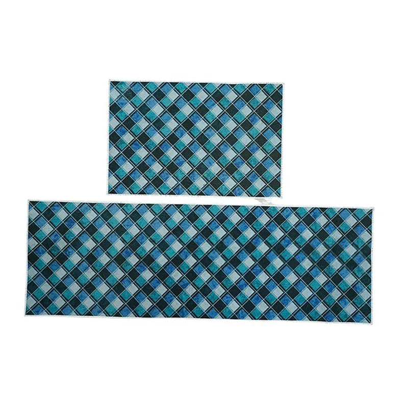 CleanLines Polyester Kitchen Floor Mats (Blue) - Set of Two media 3
