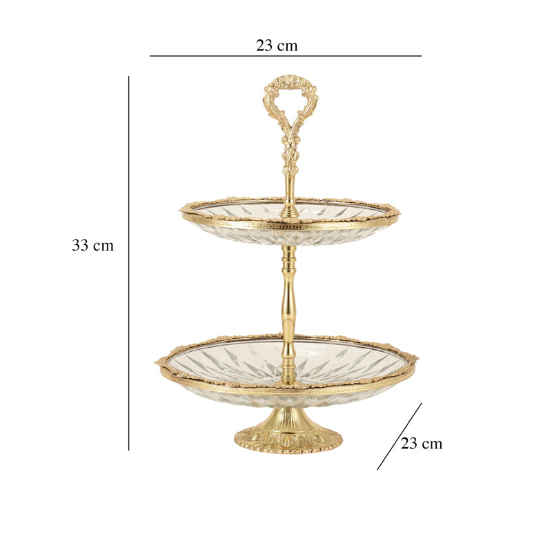 Crystal Charm Double Tier Cake Stand - Gold media 4