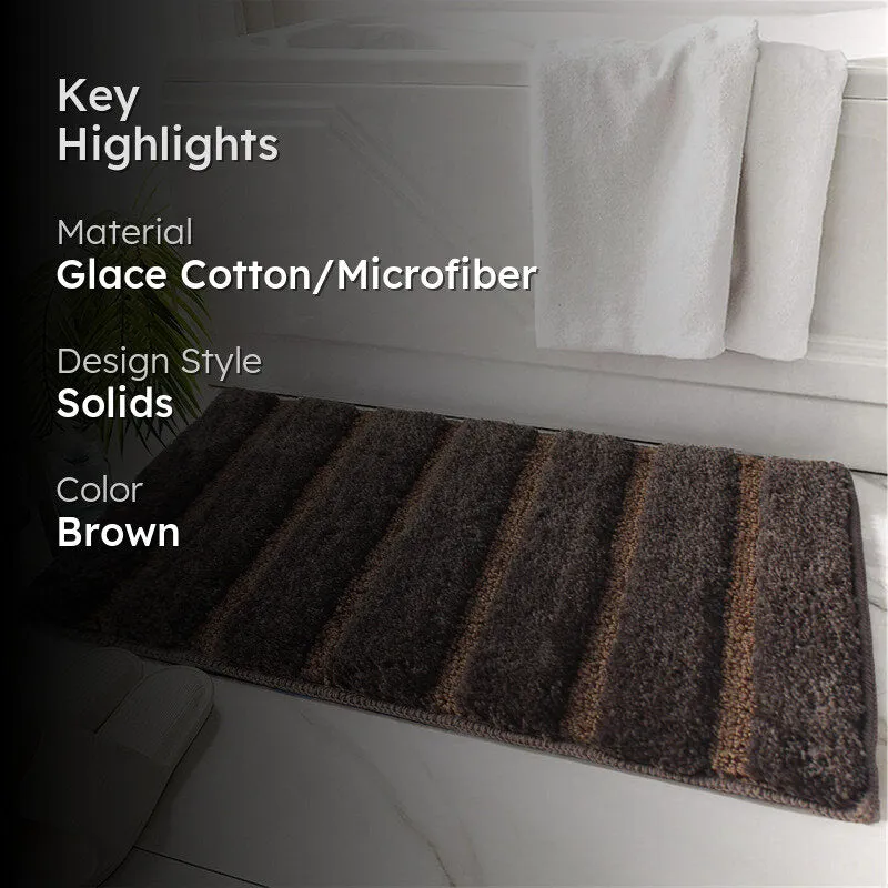 Ridge Soft Microfiber Bath Mat - Brown media 2