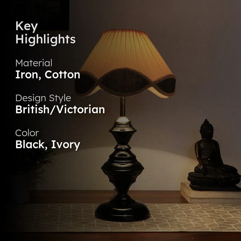 Auralyne Cotton Table Lamp With Iron Base - Ivory media 2