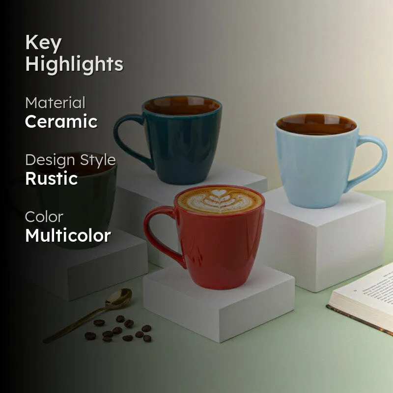 Karvaa Ceramic Coffee Mug (Multicolor/350 mL Each) - Set Of Four media 2
