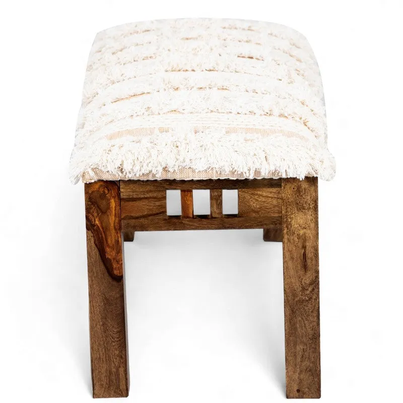 Cerino Sheesham Wooden Bench - Beige media 5
